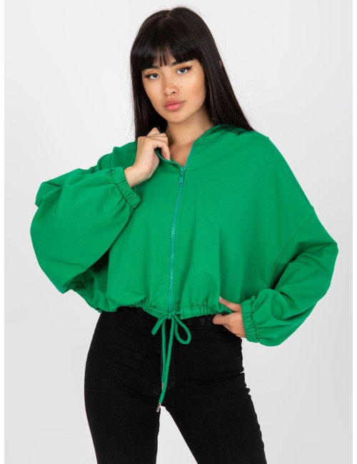 Melanżowa krotka bluza basic ze ściągaczem RUE PARIS