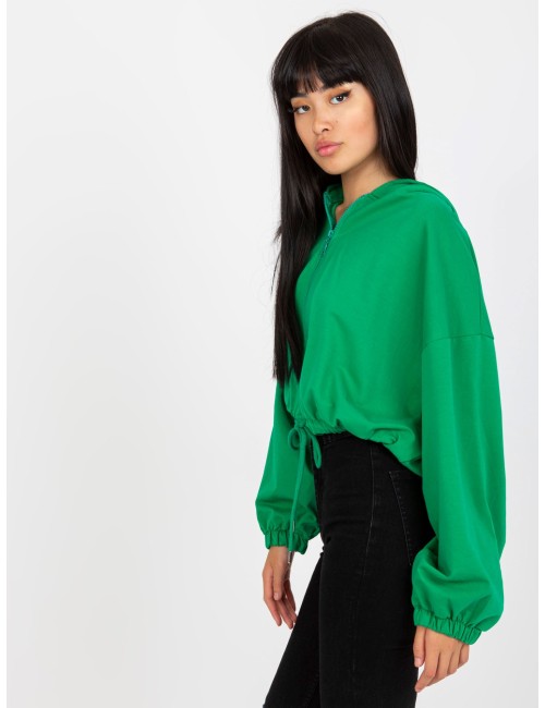 Melanżowa krotka bluza basic ze ściągaczem RUE PARIS