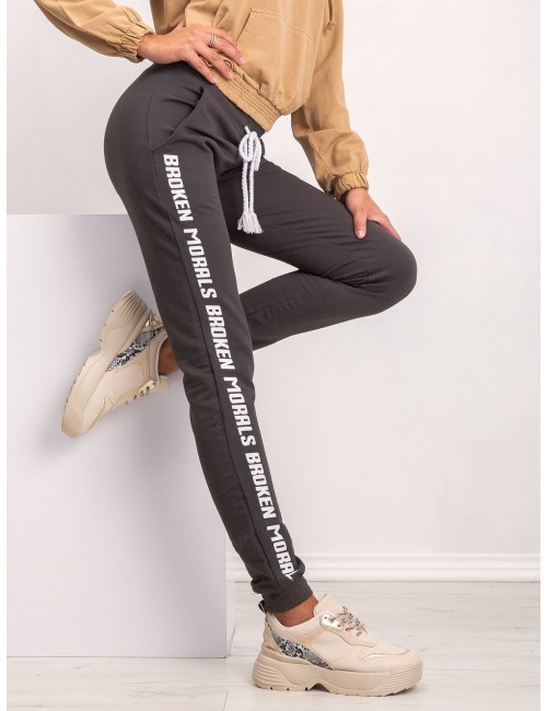 Khaki spodnie dresowe z napisami