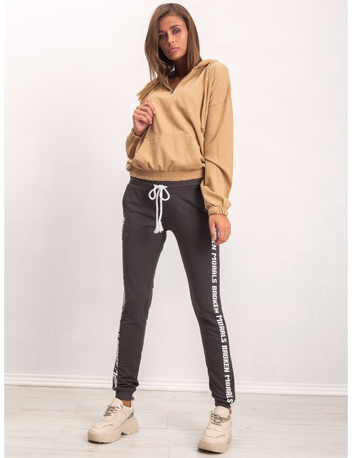 Khaki spodnie dresowe z napisami