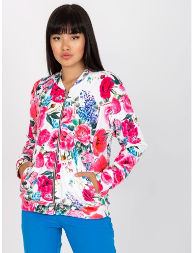 Welurowa bluza bomberka w kwiaty RUE PARIS