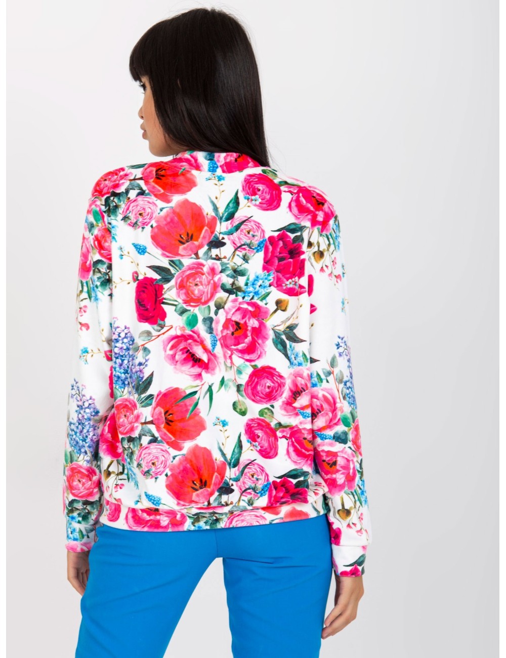 Welurowa bluza bomberka w kwiaty RUE PARIS