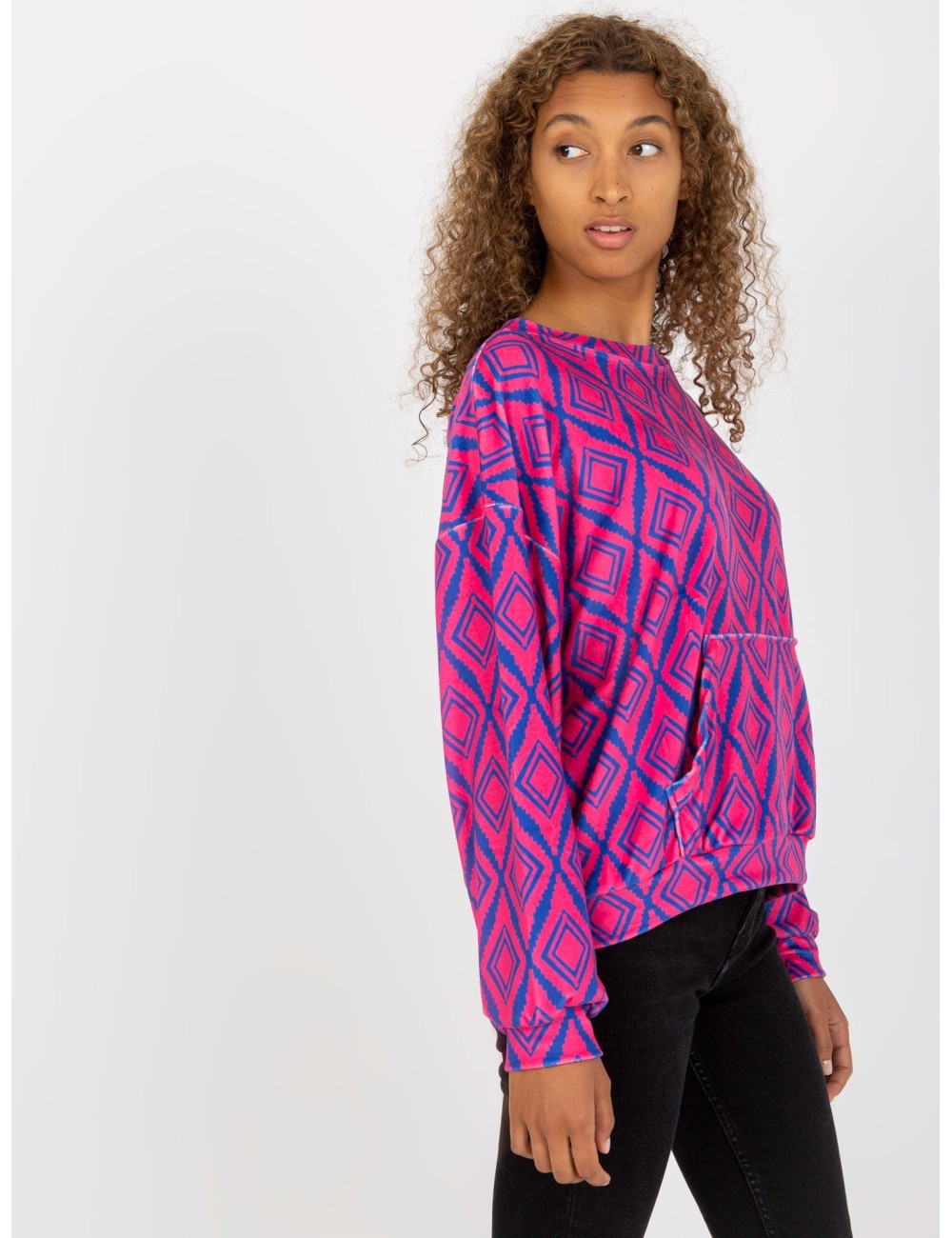 Welurowa bluza z nadrukiem RUE PARIS