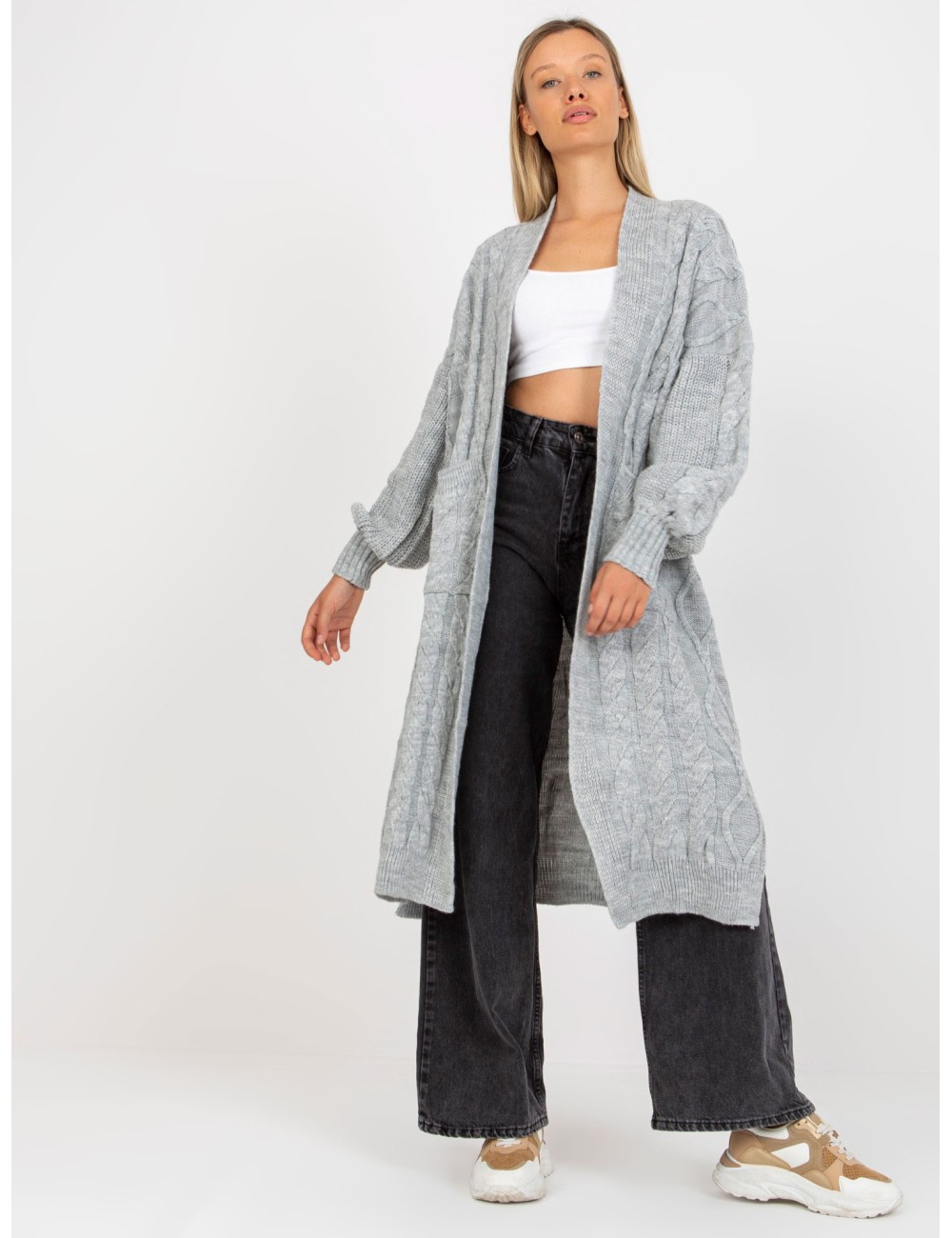 Maxi kardigan z kieszeniami RUE PARIS