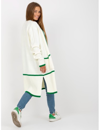 Ecru-zielony kardigan oversize z kieszeniami RUE PARIS