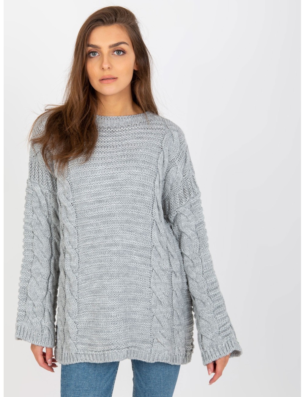 Sweter z warkoczami z dodatkiem wełny RUE PARIS
