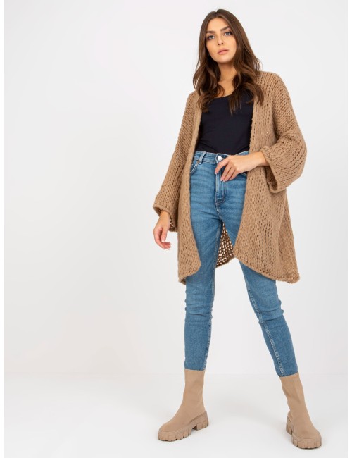 Brązowy dzianinowy kardigan oversize OCH BELLA