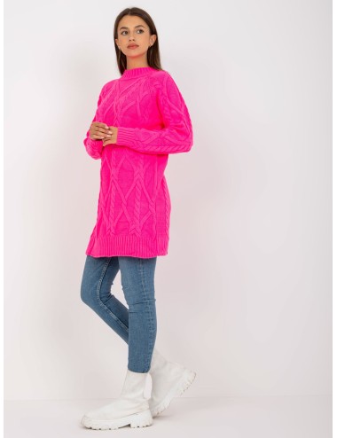 Różowa mini sukienka dzianinowa z warkoczami RUE PARIS