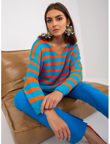 Sweter oversize z dekoltem V OCH BELLA