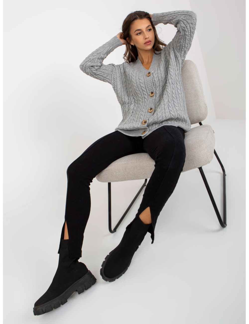 Damski sweter rozpinany z guzikami RUE PARIS