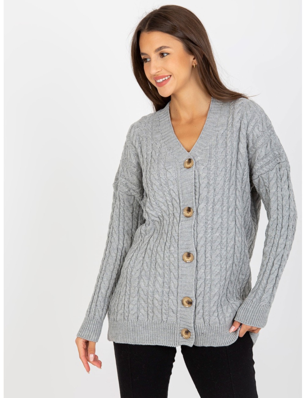 Damski sweter rozpinany z guzikami RUE PARIS