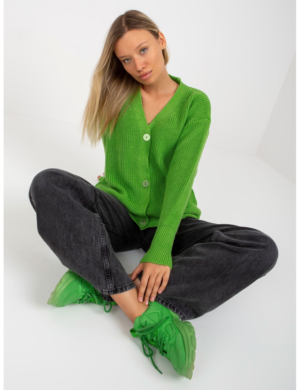 Sweter rozpinany z dużymi guzikami RUE PARIS