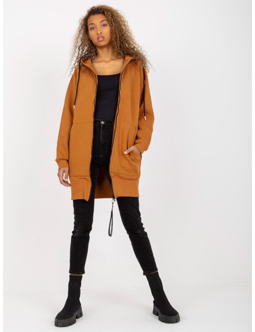 Długa rozpinana bluza basic z kapturem RUE PARIS