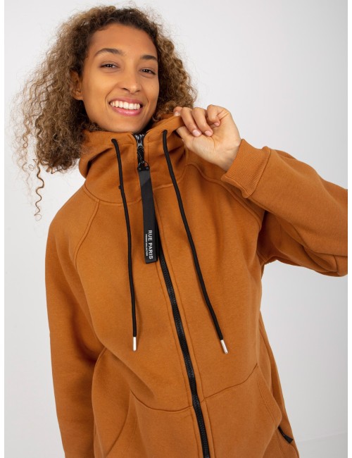 Długa rozpinana bluza basic z kapturem RUE PARIS