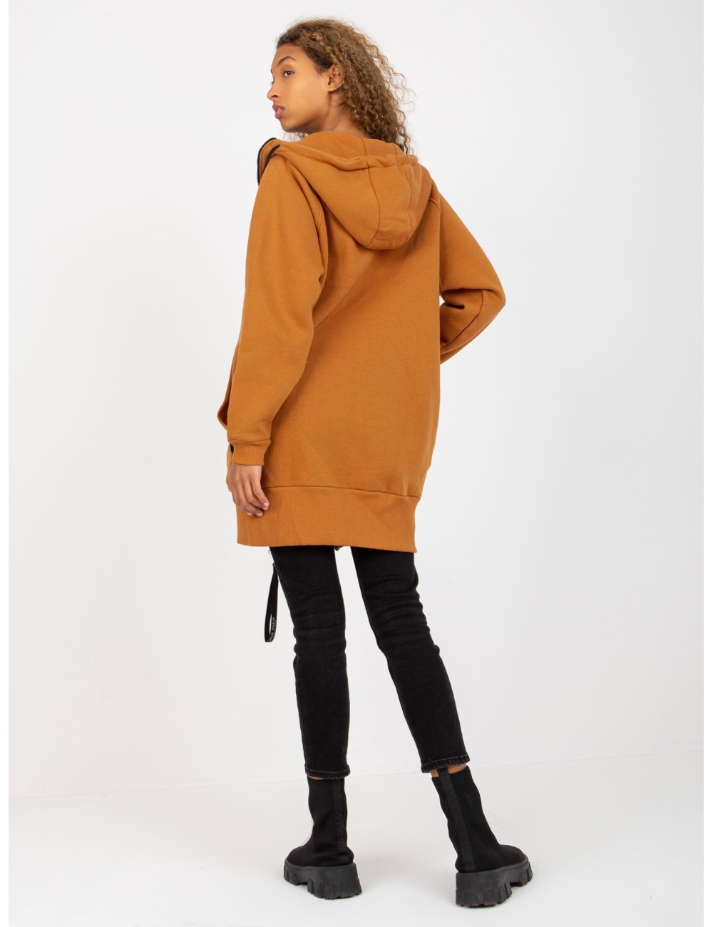 Długa rozpinana bluza basic z kapturem RUE PARIS