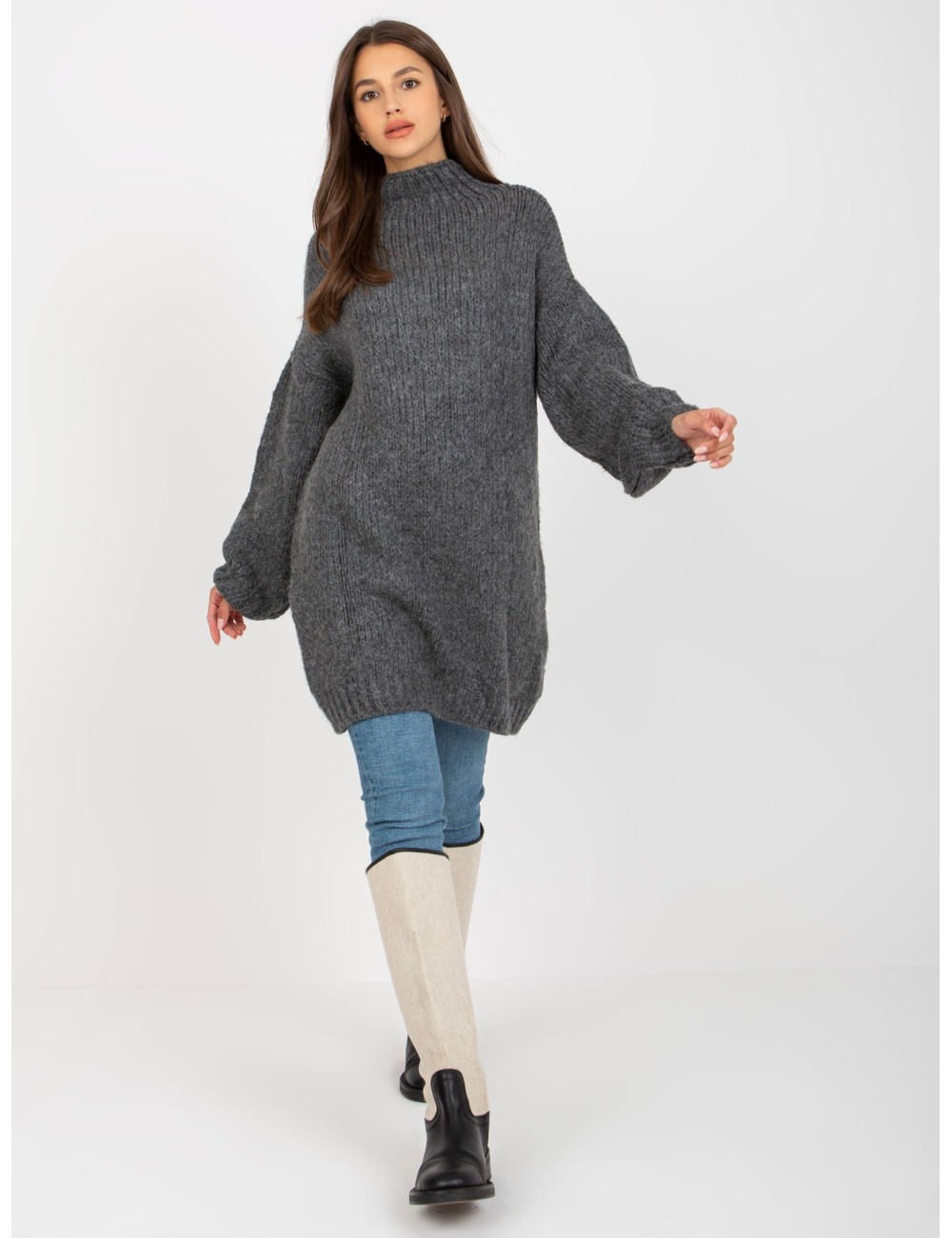 Mini sukienka oversize z dzianiny Violetta RUE PARIS