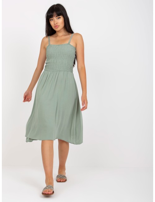 Khaki midi sukienka na ramiączkach FRESH MADE