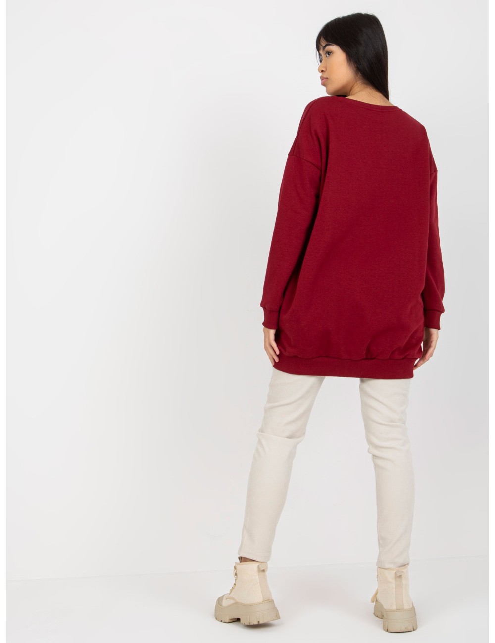 Długa bluza basic z okrągłym dekoltem