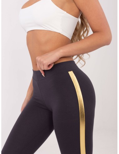 RUE PARIS Granatowo-srebrne legginsy