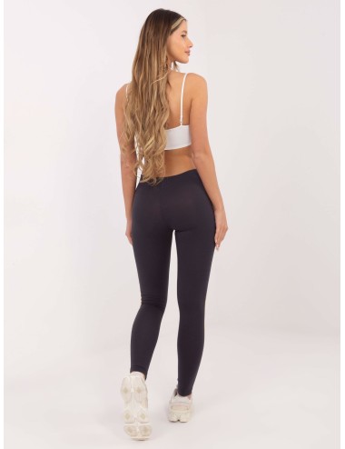RUE PARIS Granatowo-srebrne legginsy