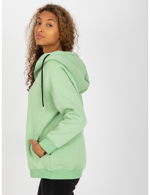 Jasnozielona dresowa bluza basic na suwak RUE PARIS