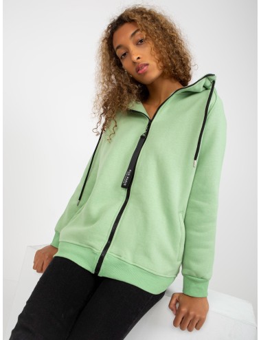 Jasnozielona dresowa bluza basic na suwak RUE PARIS