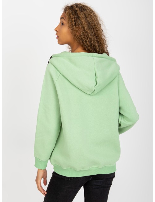 Jasnozielona dresowa bluza basic na suwak RUE PARIS