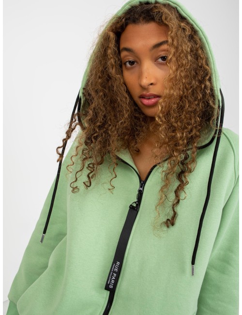 Jasnozielona dresowa bluza basic na suwak RUE PARIS