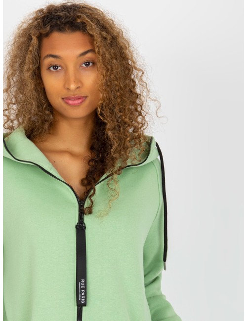 Jasnozielona dresowa bluza basic na suwak RUE PARIS