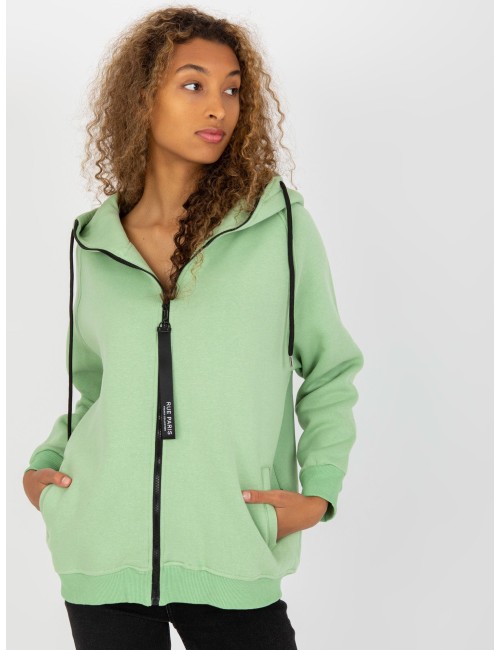 Jasnozielona dresowa bluza basic na suwak RUE PARIS
