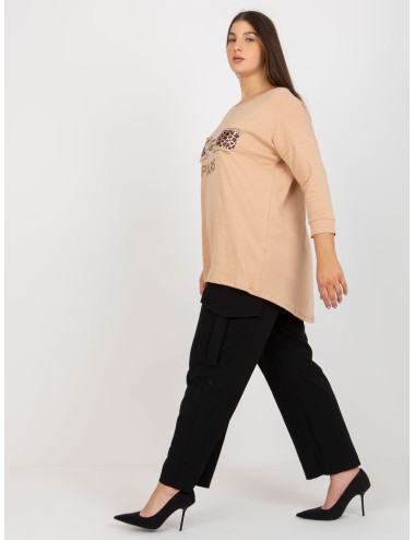 Beżowa damska bluzka bawełniana plus size