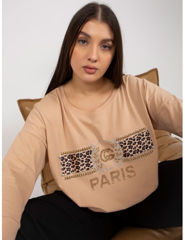 Beżowa damska bluzka bawełniana plus size