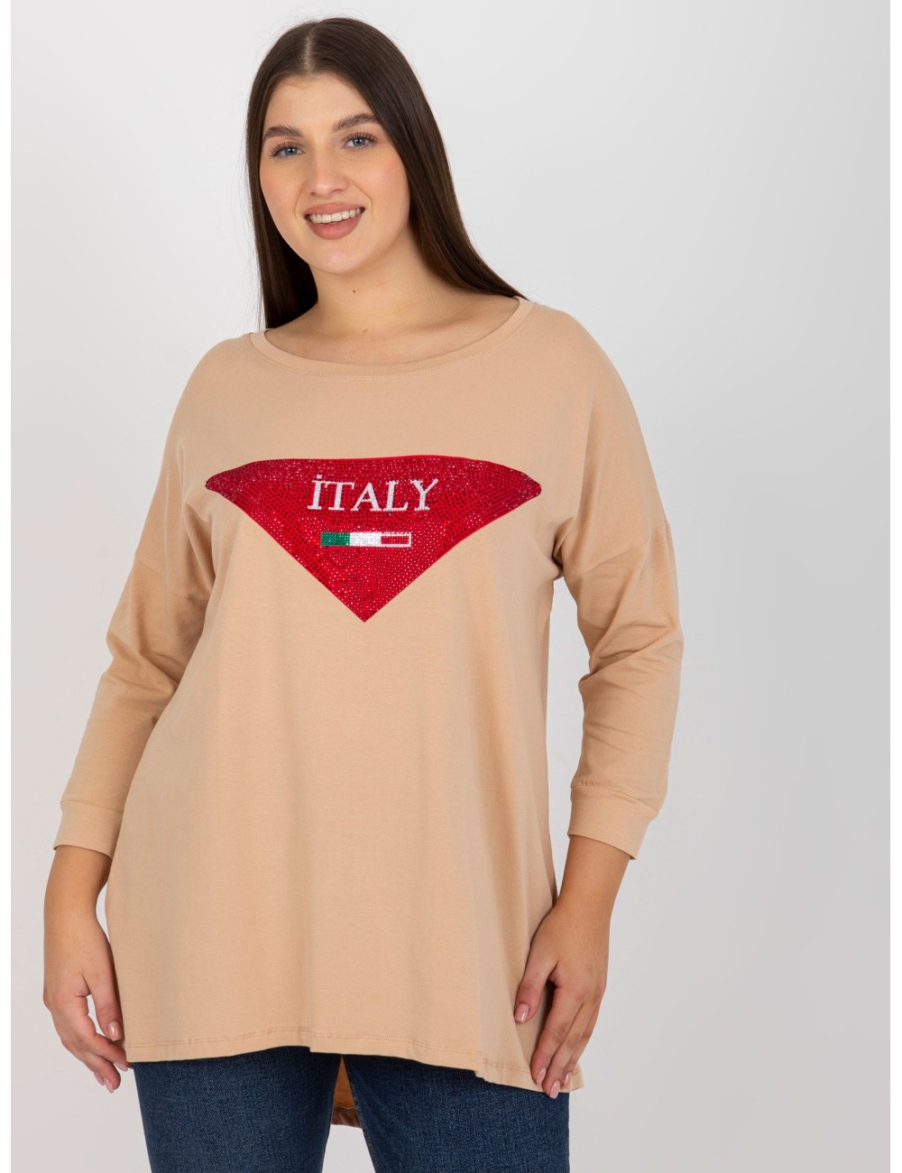 Damska bluzka plus size z aplikacja z dżetów