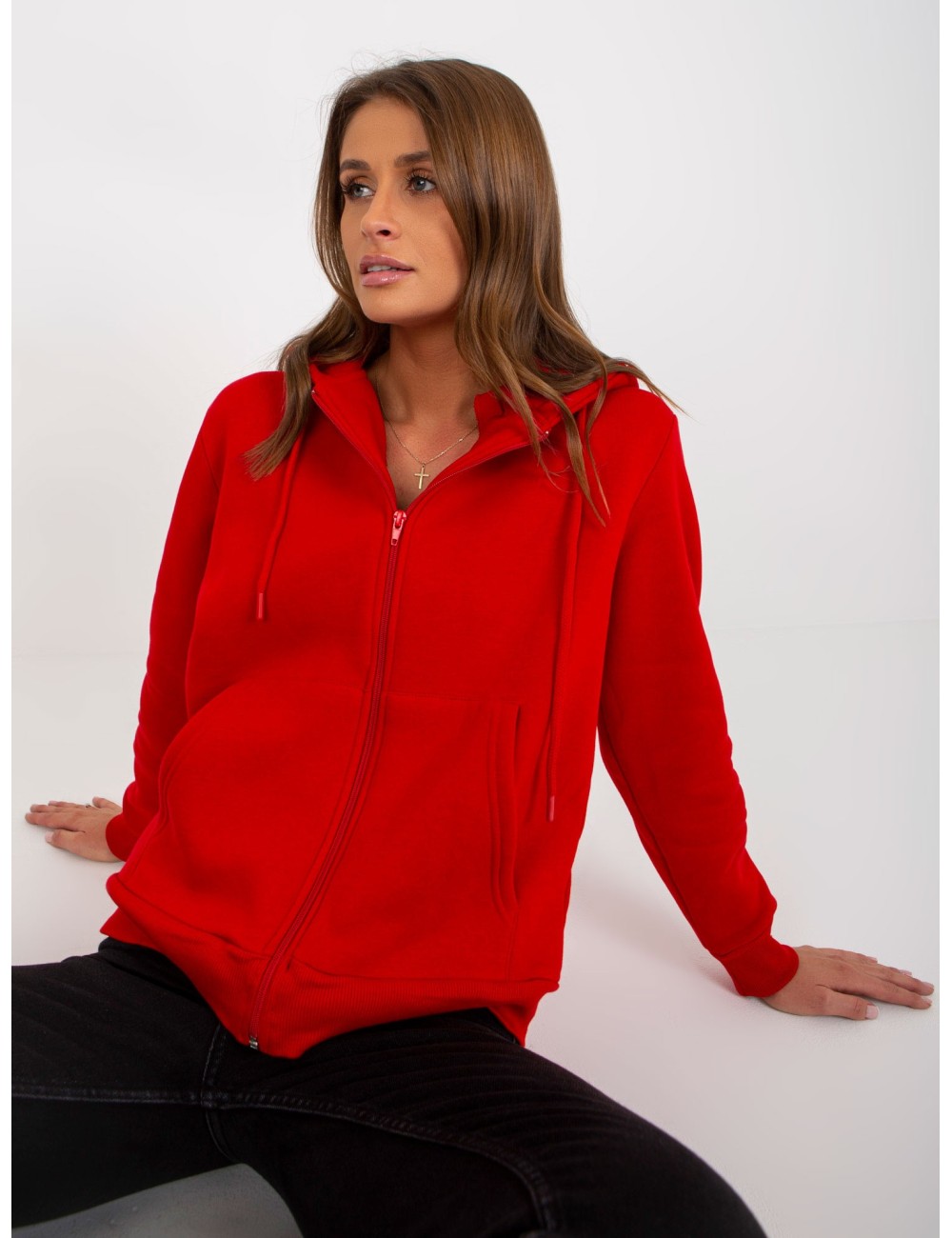 Dresowa rozpinana bluza basic z kapturem RUE PARIS