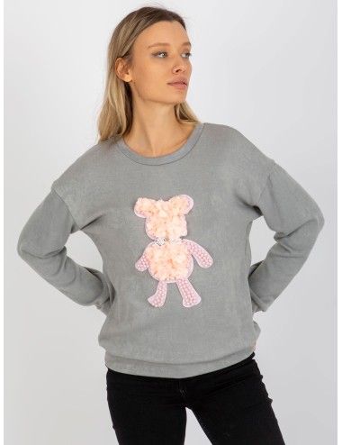 Damski sweter klasyczny z aplikacją 3D