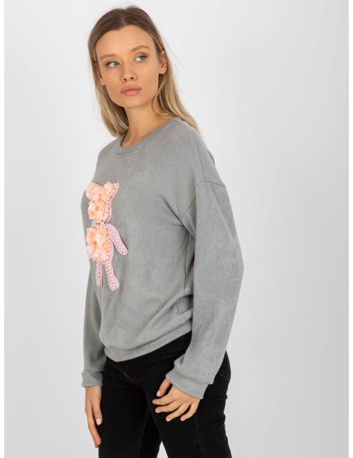 Damski sweter klasyczny z aplikacją 3D