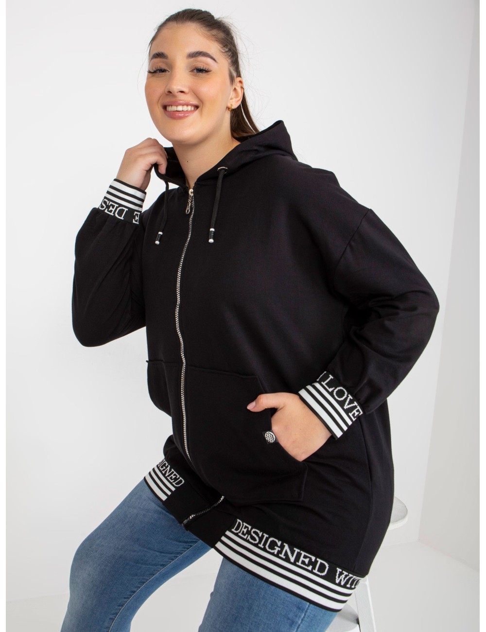 Damska rozpinana bluza plus size z kapturem
