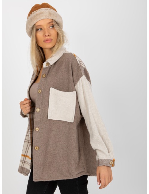 Dwukolorowa koszula w kratę oversize