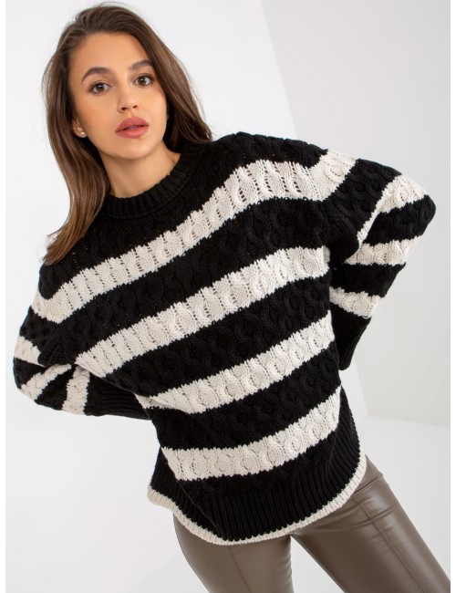 Dzianinowy sweter oversize w paski