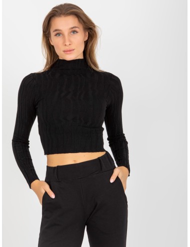 Krótki sweter ze stójką z wiskozą