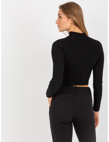Krótki sweter ze stójką z wiskozą