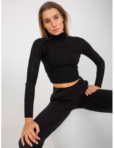 Krótki sweter ze stójką z wiskozą