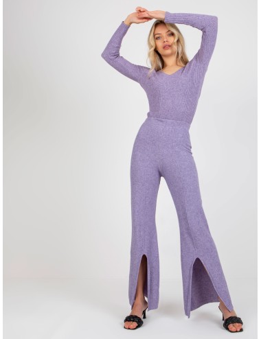 Spodnie dzianinowe z rozcięciem high waist
