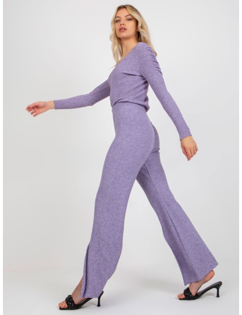 Spodnie dzianinowe z rozcięciem high waist