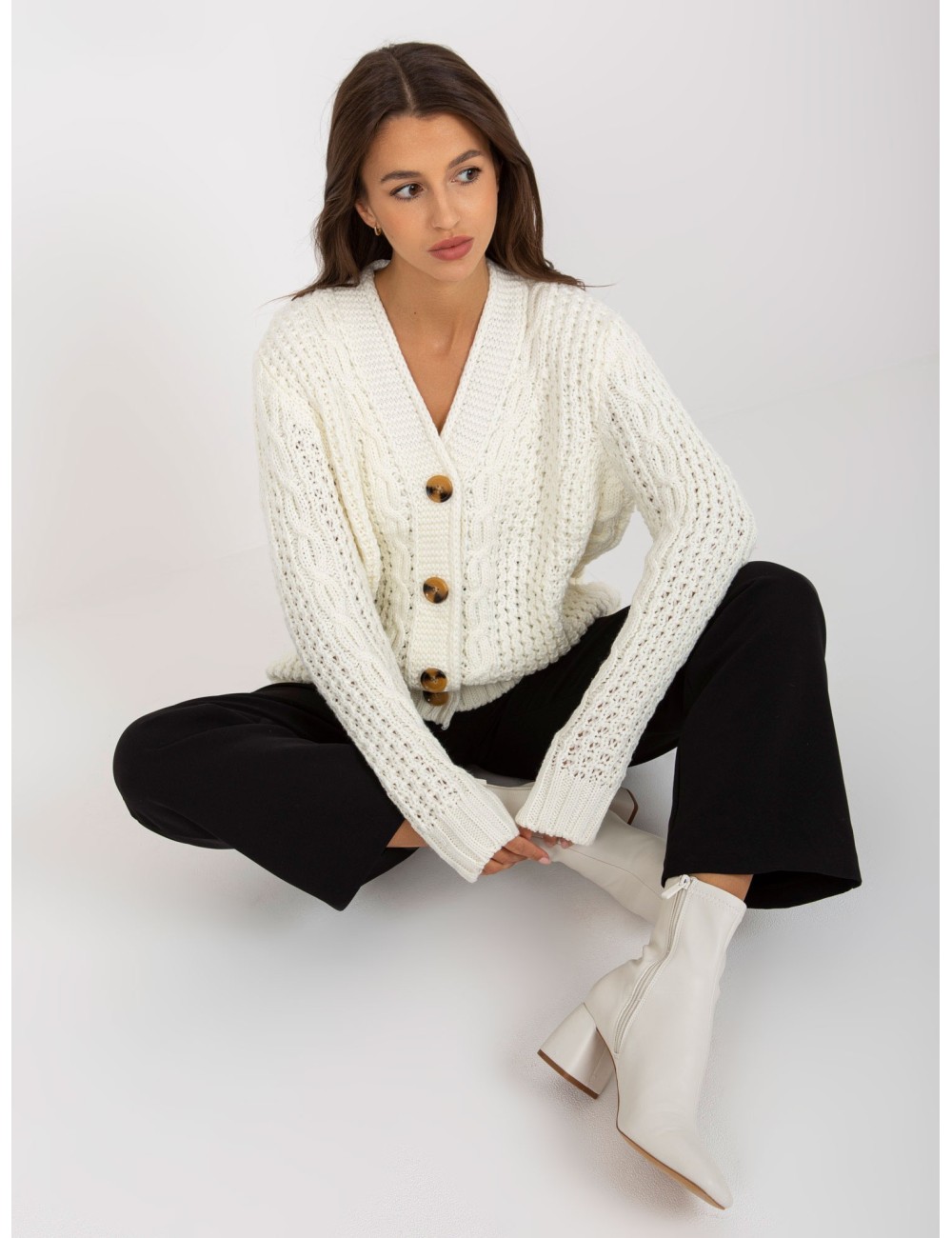 Sweter rozpinany z dużymi guzikami RUE PARIS