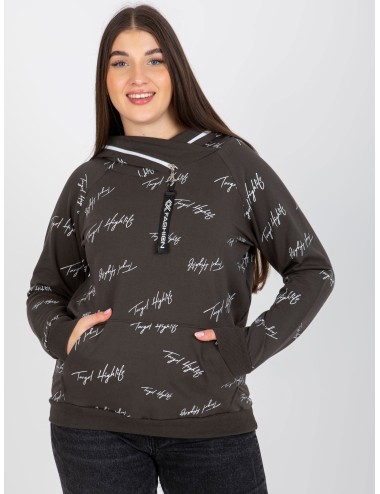 Damska bluza plus size z kapturem i nadrukiem