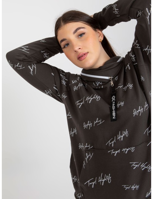 Damska bluza plus size z kapturem i nadrukiem