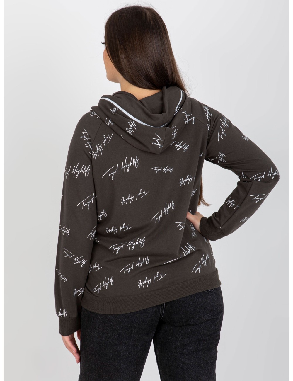Damska bluza plus size z kapturem i nadrukiem