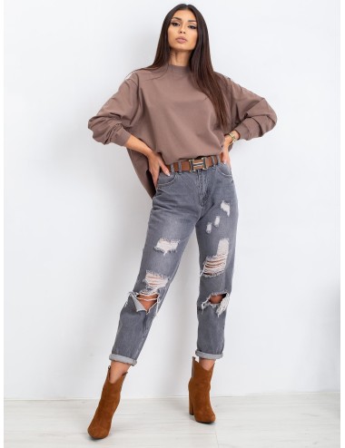 Kawowa bawełniana bluza basic