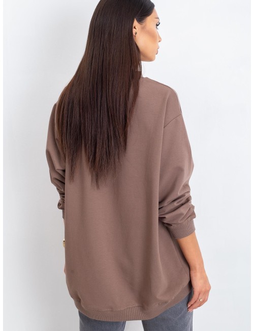 Kawowa bawełniana bluza basic
